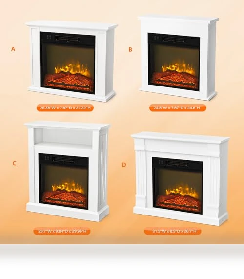 Freestanding Electric Fireplace Stove Space Heater with Realistic Flame — Tabletop Fireplaces, Bonnlo