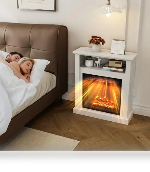 Freestanding Electric Fireplace Stove Space Heater with Realistic Flame — Tabletop Fireplaces, Bonnlo