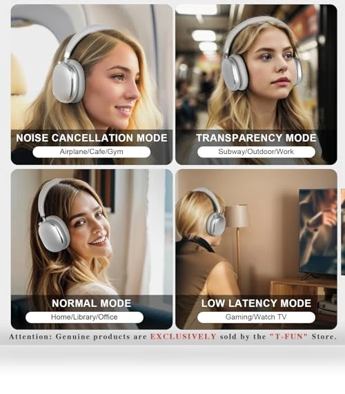 Hybrid Active Noise Cancelling Headphones — In-Ear Headphones, T-fun