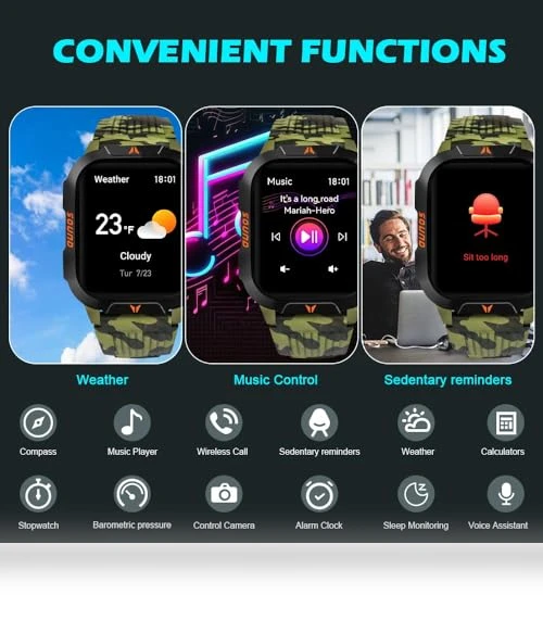 Military Smart Watch with Altimeter, Barometer, and Compass — Smartwatches, QTLLBT
