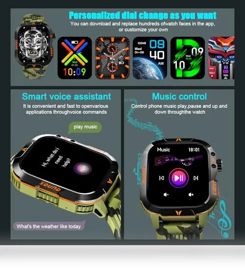 Military Smart Watch with Altimeter, Barometer, and Compass — Smartwatches, QTLLBT