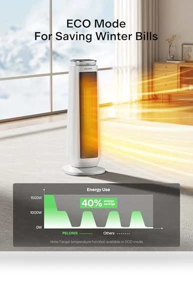 Oscillating Ceramic Tower Space Heater — Portable Heating Solutions, PELONIS