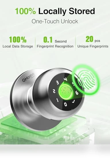 Smart Door Knob Fingerprint Door Lock — Smart Home Security, GHome Smart