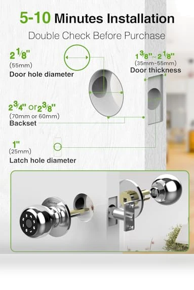 Smart Door Knob Fingerprint Door Lock — Smart Home Security, GHome Smart