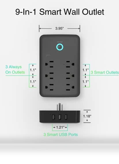 Smart Plug Outlet Extender with USB Wall Charger — Power Solutions & Surge Protection, GHome