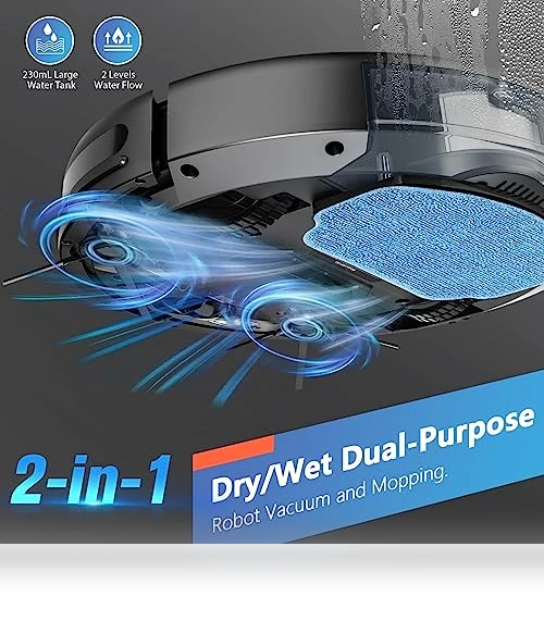 2 in 1 Robotic Vacuum Cleaner with Schedule, App/Voice — Smart Cleaning Robots, MAMNV