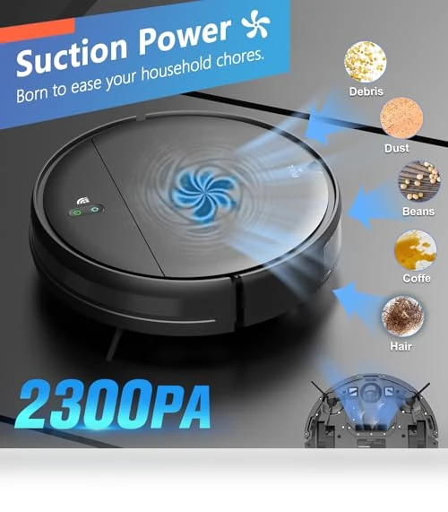 2 in 1 Robotic Vacuum Cleaner with Schedule, App/Voice — Smart Cleaning Robots, MAMNV