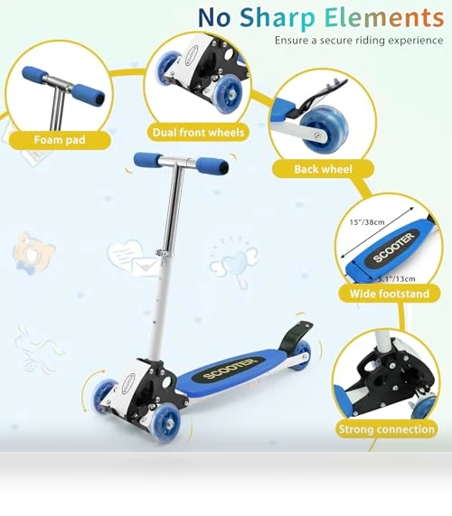 Foldable Three Wheel Lean-to-Steer Scooter for Kids — Electric Vehicles, VUGHIUA