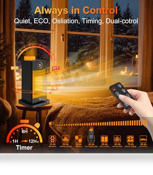 Indoor Space Heater with Humidifier and 3D Flame Effect — Portable Heating Solutions, Beautyfan
