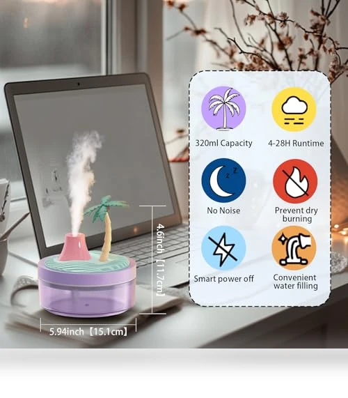 Night Light Humidifier with 2 Mist Modes — Air Moisturizers, ShunChengFa