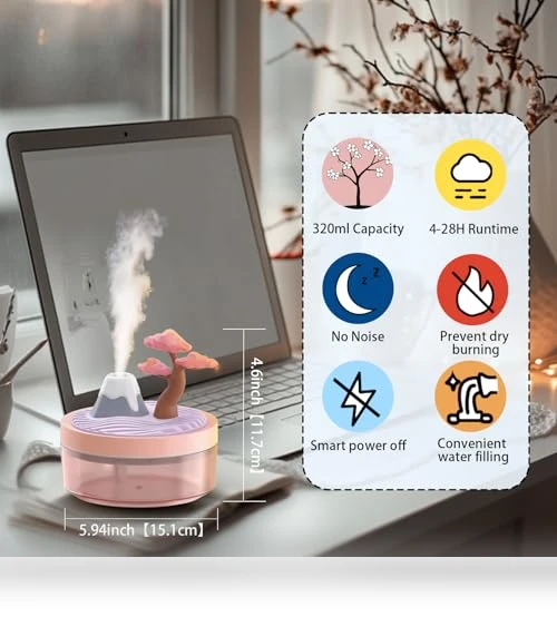 Night Light Humidifier with 2 Mist Modes — Air Moisturizers, ShunChengFa