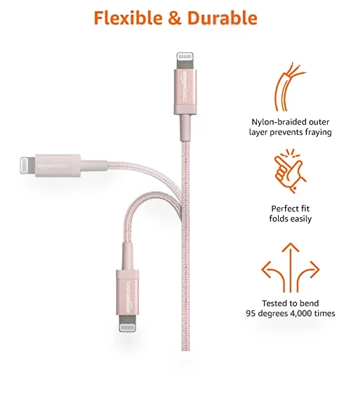 Nylon USB-A to Lightning Charger Cable — Chargers & Cables, Amazon Basics