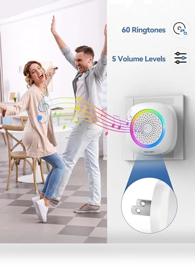 Wireless Doorbell with RGB Light — Chimes, TECKNET