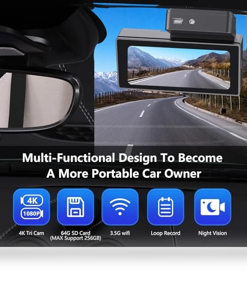 Front and Rear Dash Cam with 3.69” IPS Display — Dashboard Cameras, RUILIXIN