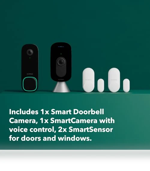 Home Security Bundle with Smart Doorbell Camera, SmartSensor, and SmartCamera — Smart Home Security, ecobee