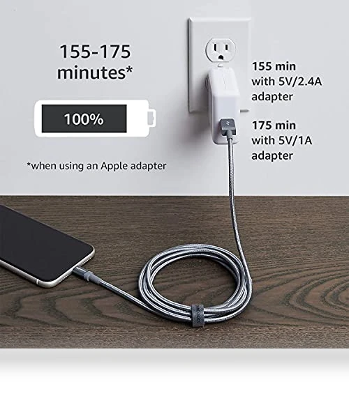 Nylon USB-A to Lightning Charger Cable — Chargers & Cables, Amazon Basics