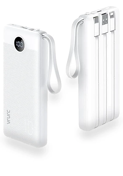 Portable Charger Power Bank with Built-in Cables — Charging Solutions, VRURC