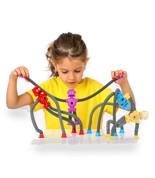 Sensory Robot Toys 4pk - Top Pop Tubes Fidget — Stress Relievers, NUTTY TOYS