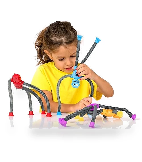 Sensory Robot Toys 4pk - Top Pop Tubes Fidget — Stress Relievers, NUTTY TOYS