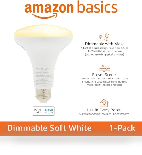 Smart BR30 LED Light Bulb — LED, Amazon Basics