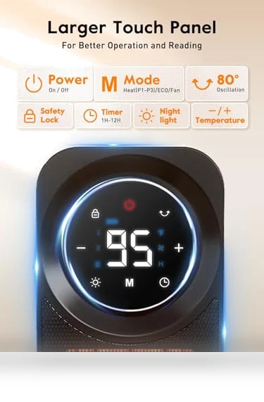 Touch Panel Space Heater — Home Climate Control, GiveBest