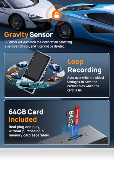 Triple Channel Dash Cam with WiFi 6 — Rearview Cameras for Cars, Icesky