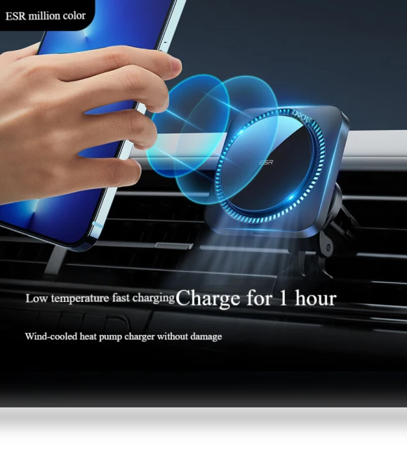 Car Mobile Phone Holder with Magsafe Magnetic Wireless Charger — Dashboard Installation Kits, ESR