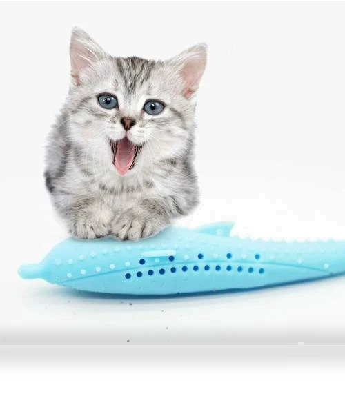 Catnip Cat Teeth Cleaning Silicone Dolphin Toy — Dental Care