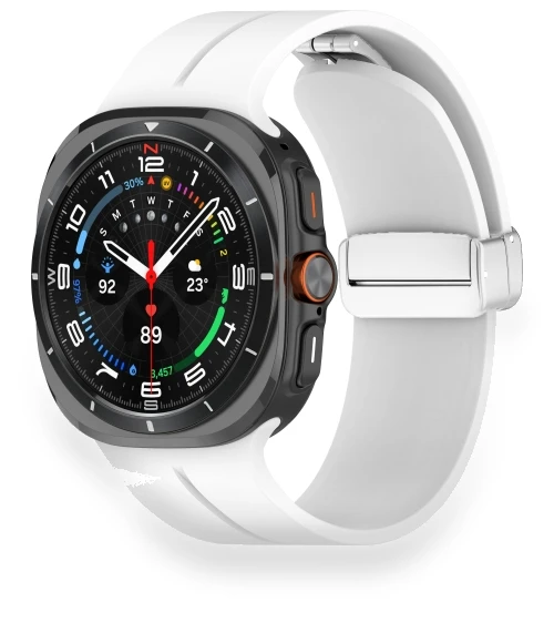 Groove Magnetic Folding Silver Buckle Silicone Watch Band — Bands, Samsung