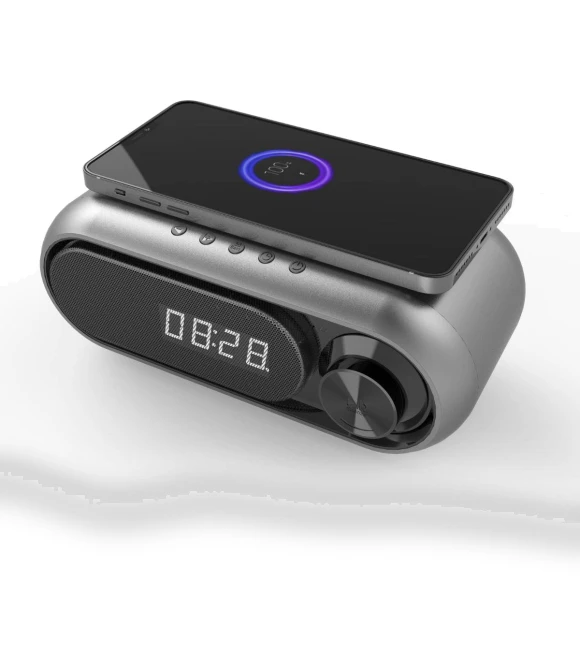 Wireless Charging Speaker Clock — Alarm