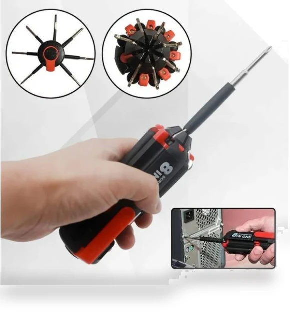 8-in-1 Screwdriver with Worklight and Flashlight — Screwdrivers