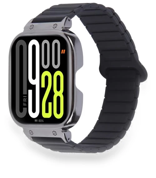 Metal Black Frame Integrated I-shaped Magnetic Silicone Watch Band — Bands, Redmi