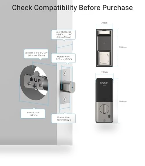 Smart Fingerprint Door Lock — Keyless Entry, Saulex