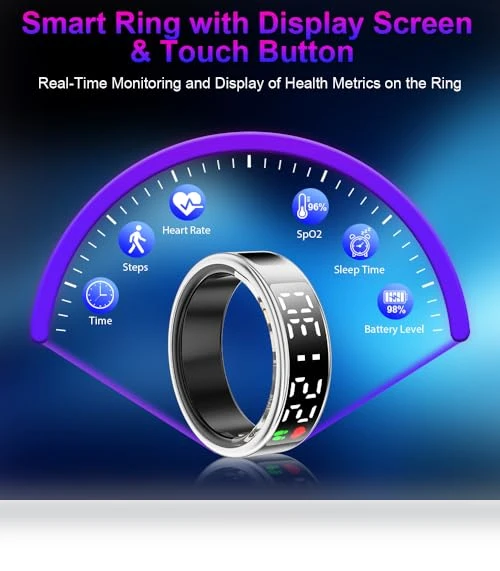 Smart Ring Health Tracker with Display Screen & Touch Button — Smart Rings, Evelame