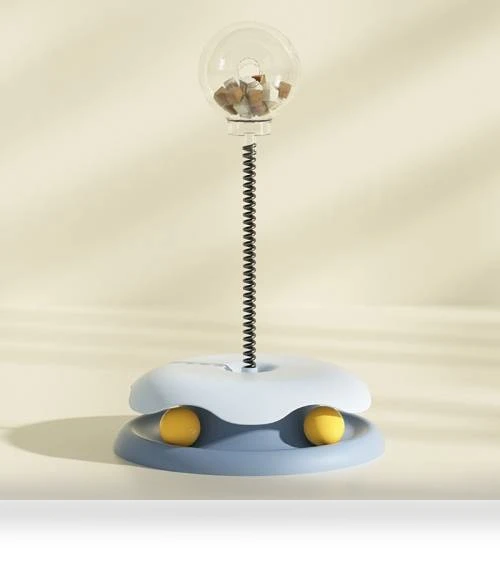Teasing Cats Toy Turntable With Spring Leaky Food Ball — Cat Playthings