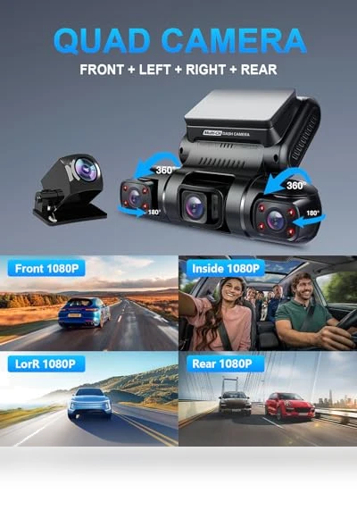 360 Degree View 4 Channel Dash Cam — Car Accessories & Gadgets, PRUVEEO