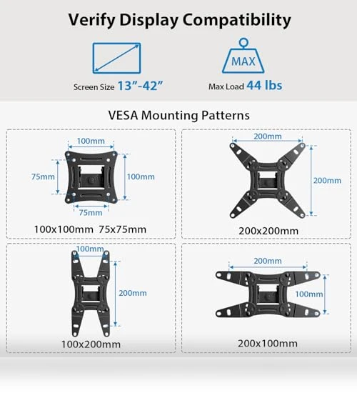 Full Motion TV Monitor Wall Mount Bracket — Display Mounts, Pipishell