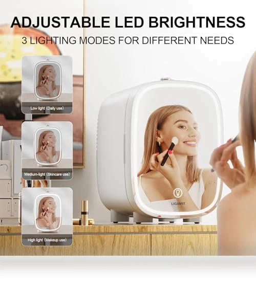 Skincare Fridge with LED Light Mirror — Mini Fridges, LIGIANT