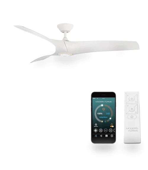 Smart Indoor and Outdoor Ceiling Fan with LED Light Kit — Ceiling Fan Wall Controls, Modern Forms