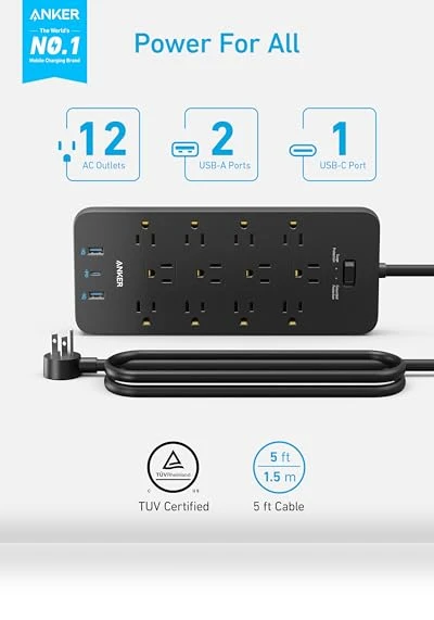 Surge Protector Power Strip — Power Solutions & Surge Protection, Anker
