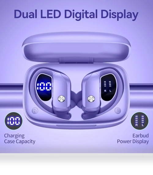 Wireless Earbuds with LED Display — In-Ear Headphones, BMANI
