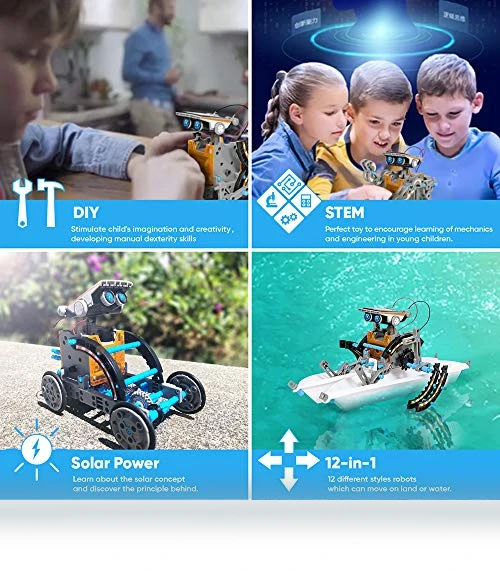 12-in-1 Education Solar Robot Toys — Solar Power, Sillbird