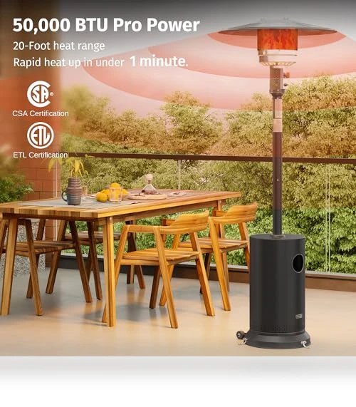 50,000 BTU Patio Heater with Round Table Design — Patio Heaters, EAST OAK