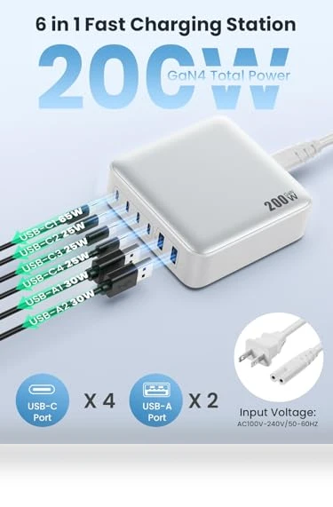 6-in-1 USB C Charger Block Fast Charging Station — Chargers & Adapters, Dongguan Yuanhaoxun Technology Co., Ltd.