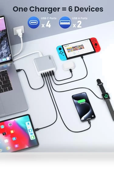 6-in-1 USB C Charger Block Fast Charging Station — Chargers & Adapters, Dongguan Yuanhaoxun Technology Co., Ltd.