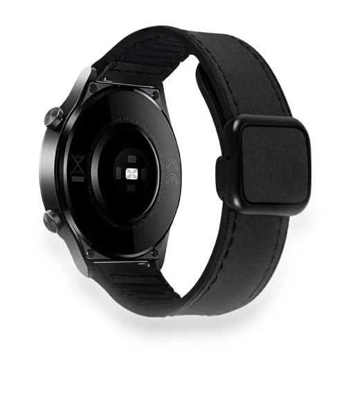 Crazy Horse Texture Fold Magnetic Buckle Leather Silicone Watch Band — Bands