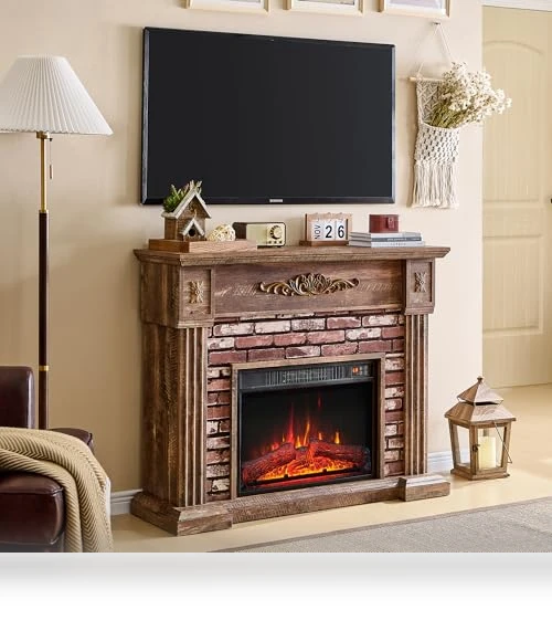 Electric Fireplace with Mantel — Outdoor Fireplaces, Aitjunz