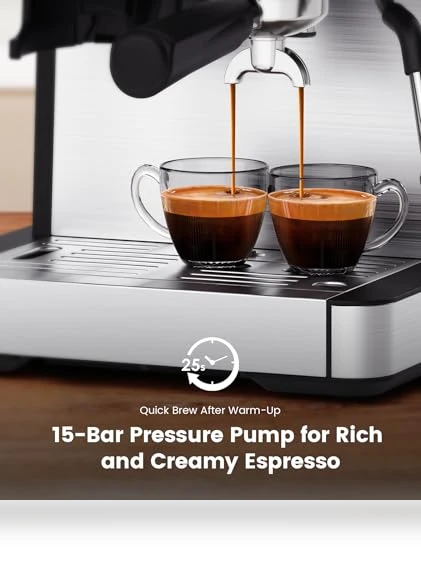 Espresso Machine with Grinder and Milk Frother — Semi-Automatic Espresso Machines, COWSAR