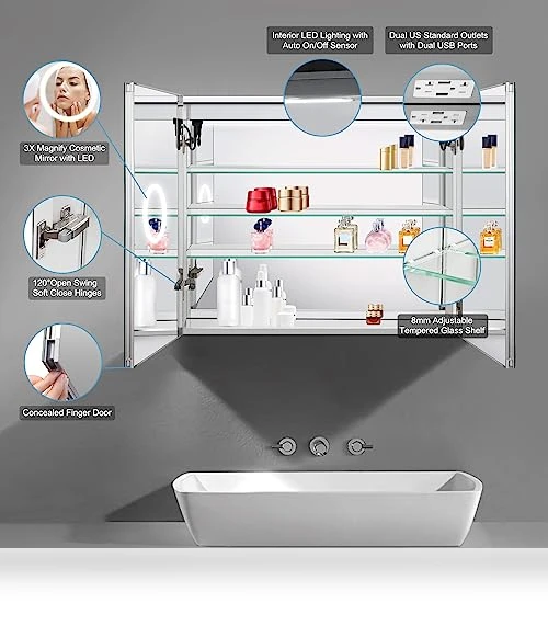 LED Mirror Medicine Cabinet — Shower, Wemin Smart Home