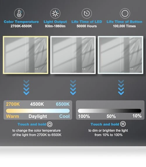 LED Mirror Medicine Cabinet — Shower, Wemin Smart Home